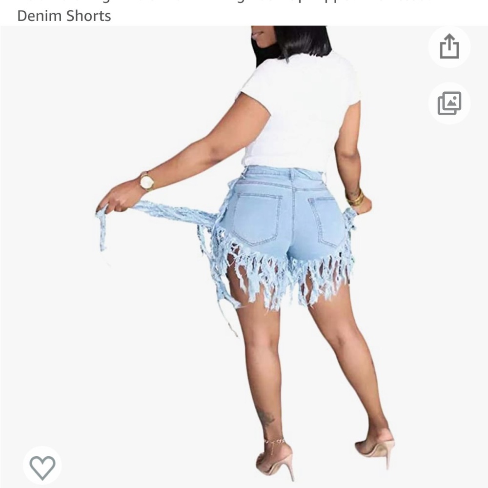 Shredded jean shorts